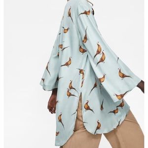 Zara Oversized Satin Pheasant Blouse / Tunic